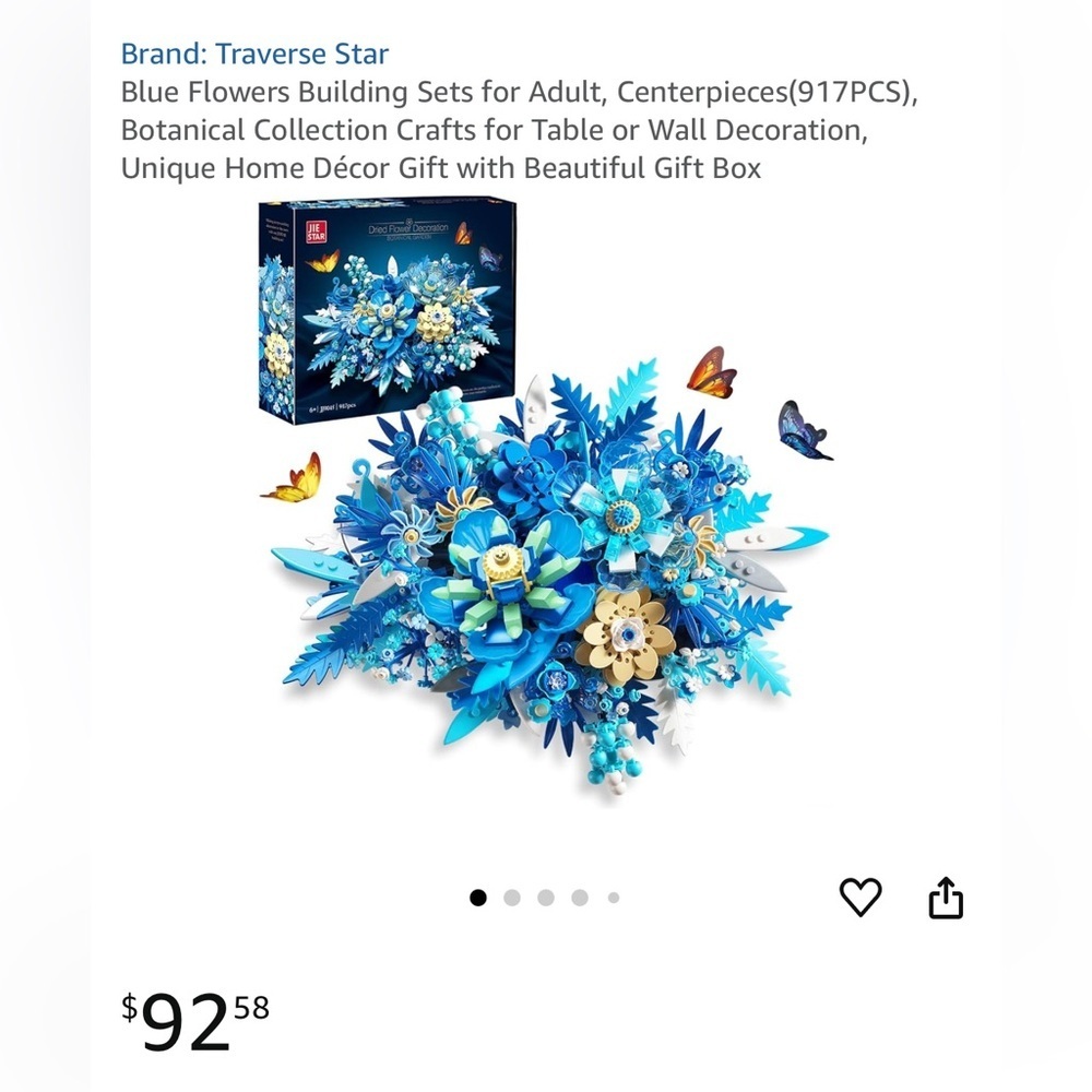Blue Flowers Building Sets for Adult, Centerpieces(917PCS)